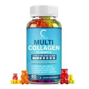 Greenpeople Multi Collagen Gummies | 5 Types of Food Source Collagen Supplements - Promotes Healthy Hair, Skin, Nail | 60 Gummies