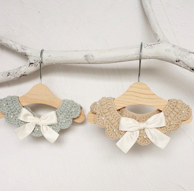 Handmade Crochet Cat/Dog Collar with Ivory Bow & Pearl Adjustable
