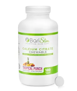 BariSlim Bariatric Calcium Citrate with Magnesium and Vitamin D Tabs - 500 mg of Calcium Citrate Per Serving | Tropical Punch (90 Servings)