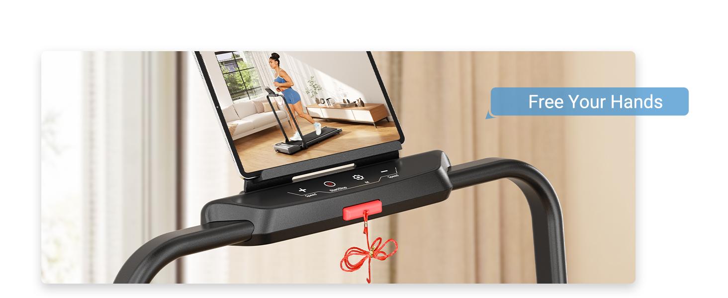 THERUN Foldable Walking Pad, Treadmill with Handle Bar, 265 lbs Load Shock Absorption LED Display & Remote Control Compact Treadmill for Home & Office Exercise