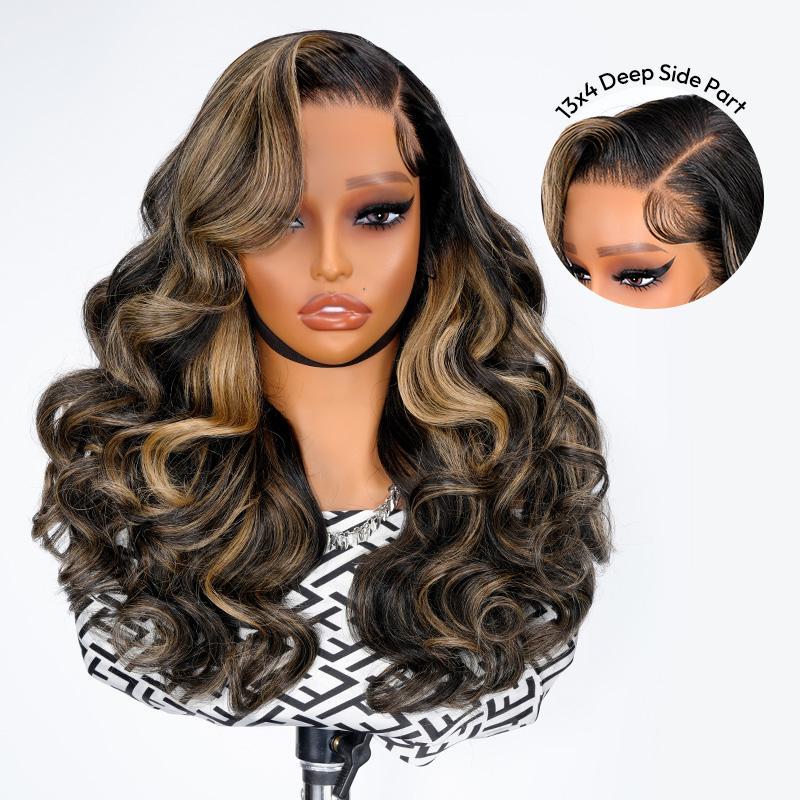 [NEW IN] West Kiss Glueless Wig Side Part Highlight Blonde Body Wave 13x4 Lace Front Wig Human Hair Pre Cut Pre Plucked Hairline Wigs TikTokShopSpringGlowUp