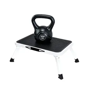 Foldable Step Stool with Non-Slip Platform & Rubber Feet, 1-Step Ladder with Carrying Handle, 330lbs Capacity Sturdy Metal Foldable Stool for Indoor & Outdoor Use