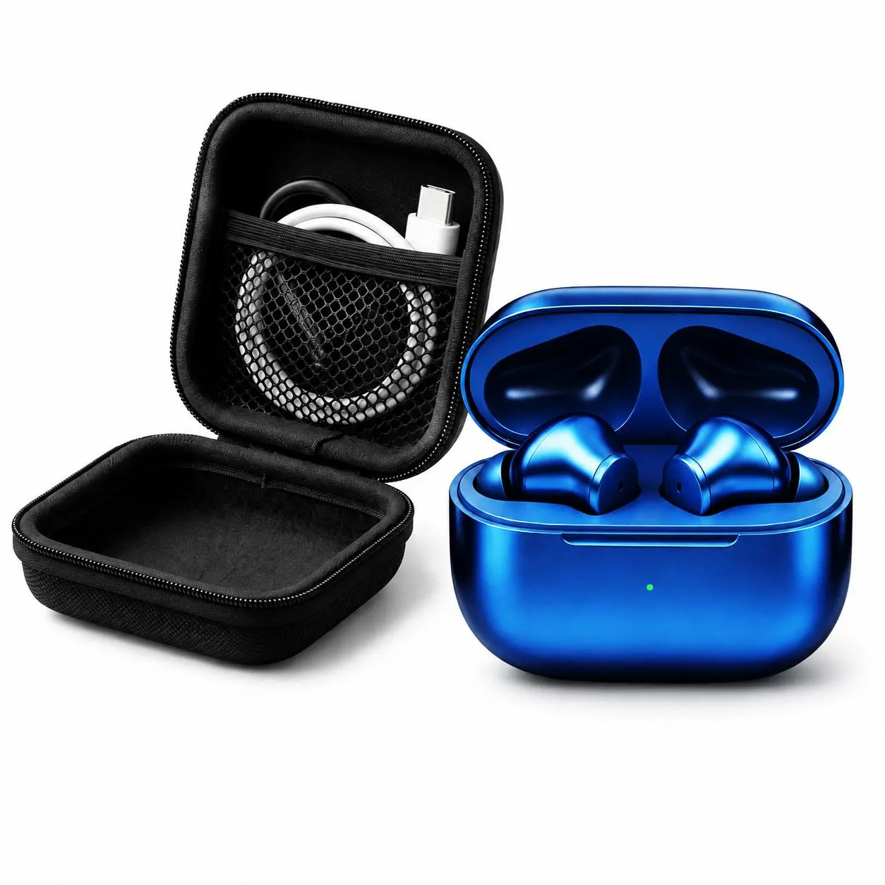 Wireless In-Ear Headset - Chargeable Bluetooth Headset with Active Noise Cancellation, Durable Electroplated Metal Earbuds, Built-In Mic, Cable Management, Shockproof Chain Hook Case, Charging Accessory Included, 45Hz-20kHz Response for Mobile Devices
