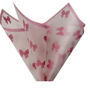 Frosted Edge Cute Bow Pattern Flower Wrapping Paper Korean Floral Paper Gift Wrapping