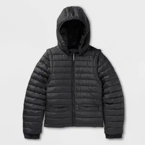 Kids' Hooded Puffer Jacket - Cat & Jack Black S