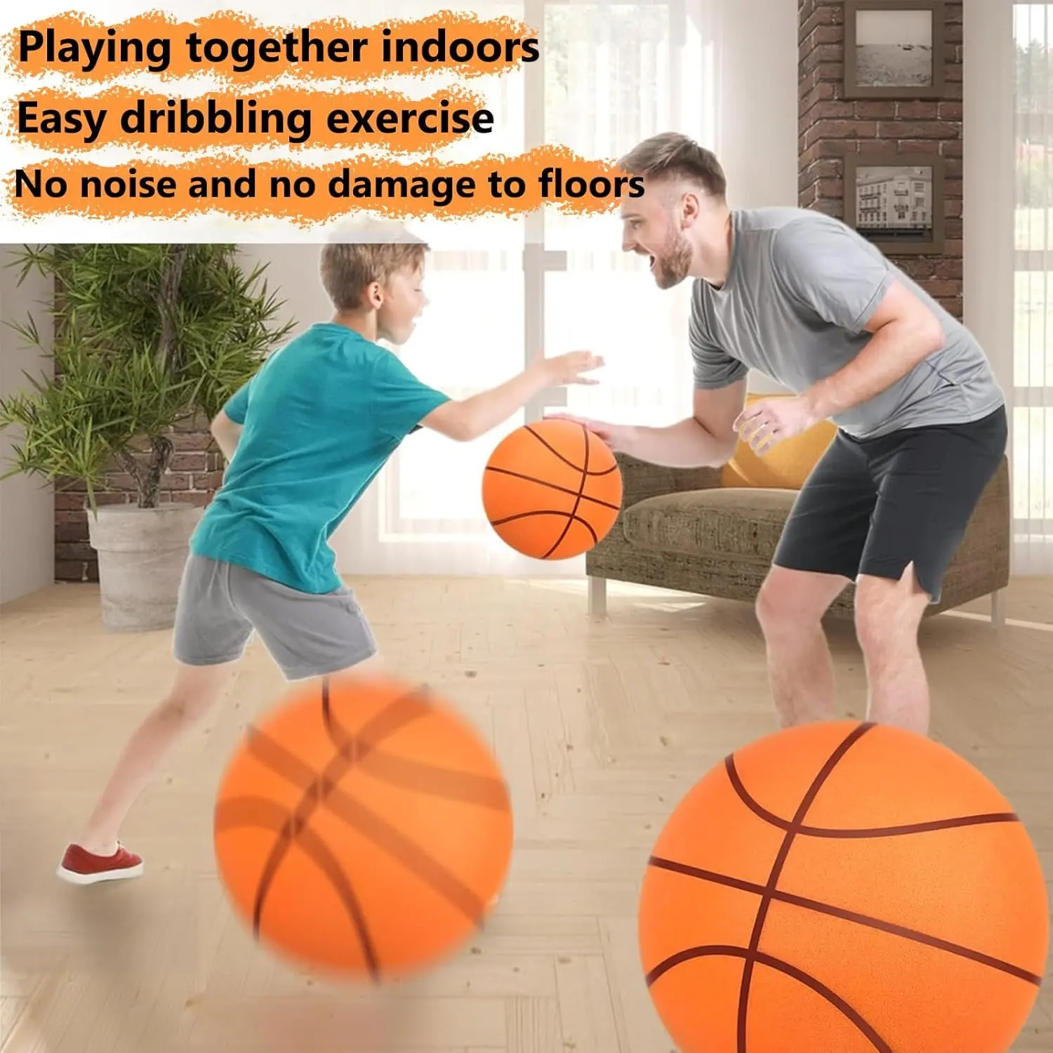 2026 Upgraded Silent Polyurethane Rebound Basketball - Ultra-Quiet Foam Ball for Indoor Home Dribbling Training, 7.1in Youth/8.3in Junior/9.4in Adult Size, Knead-to-Restore Sports Toy for Quiet Play & Playful Ball Games