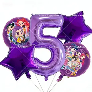 Kpop-themed birthday party set with latex balloons and decorations.