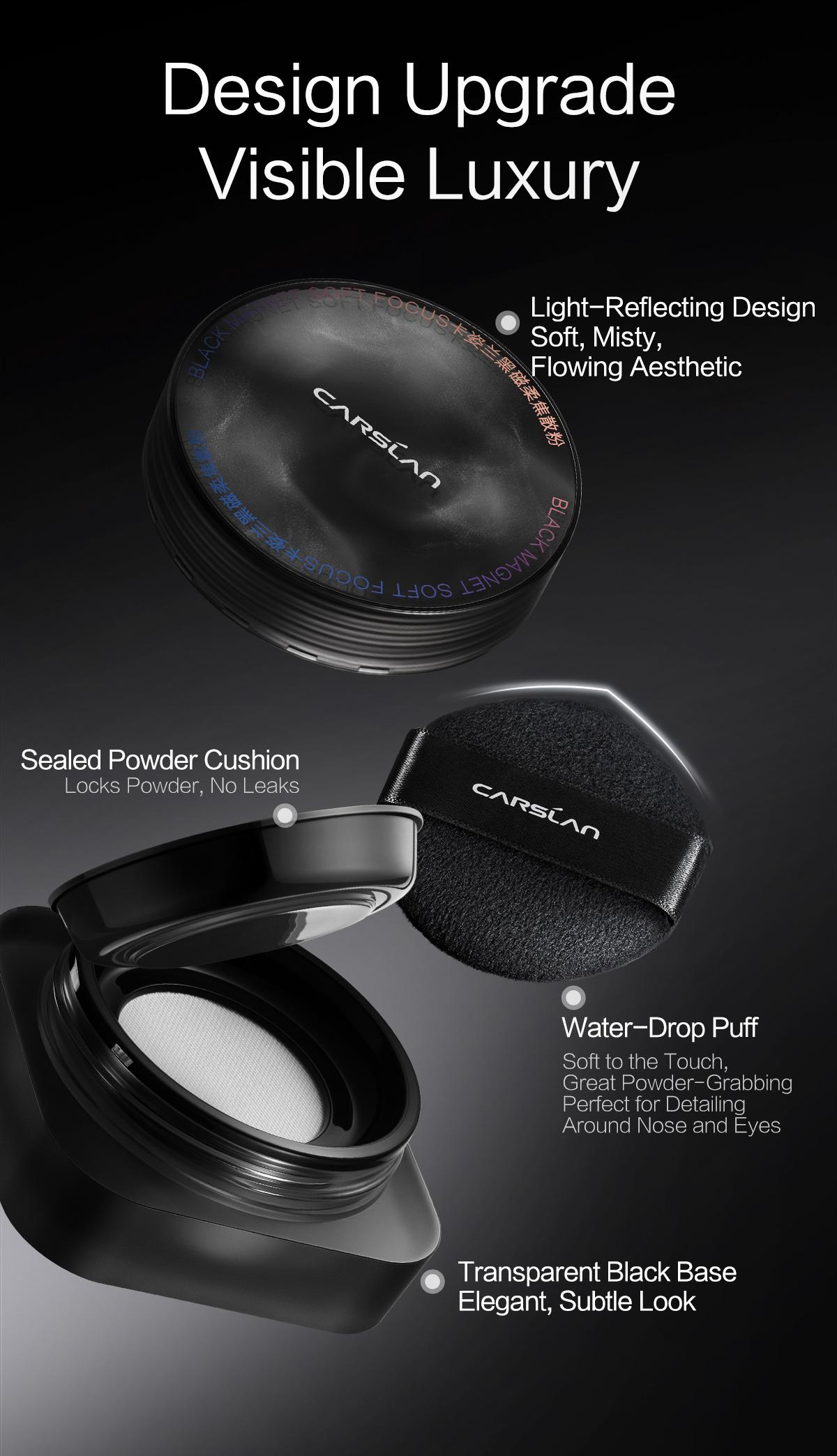 [Tiktok Exclusive Offers]CARSLAN 2.0 Updated Version Black Magnet Loose setting & Pressed Setting Powder Duo Strong Oil Control Longlasting Waterproof Sweatproof Blurring Pores Matte  Flawless Finish