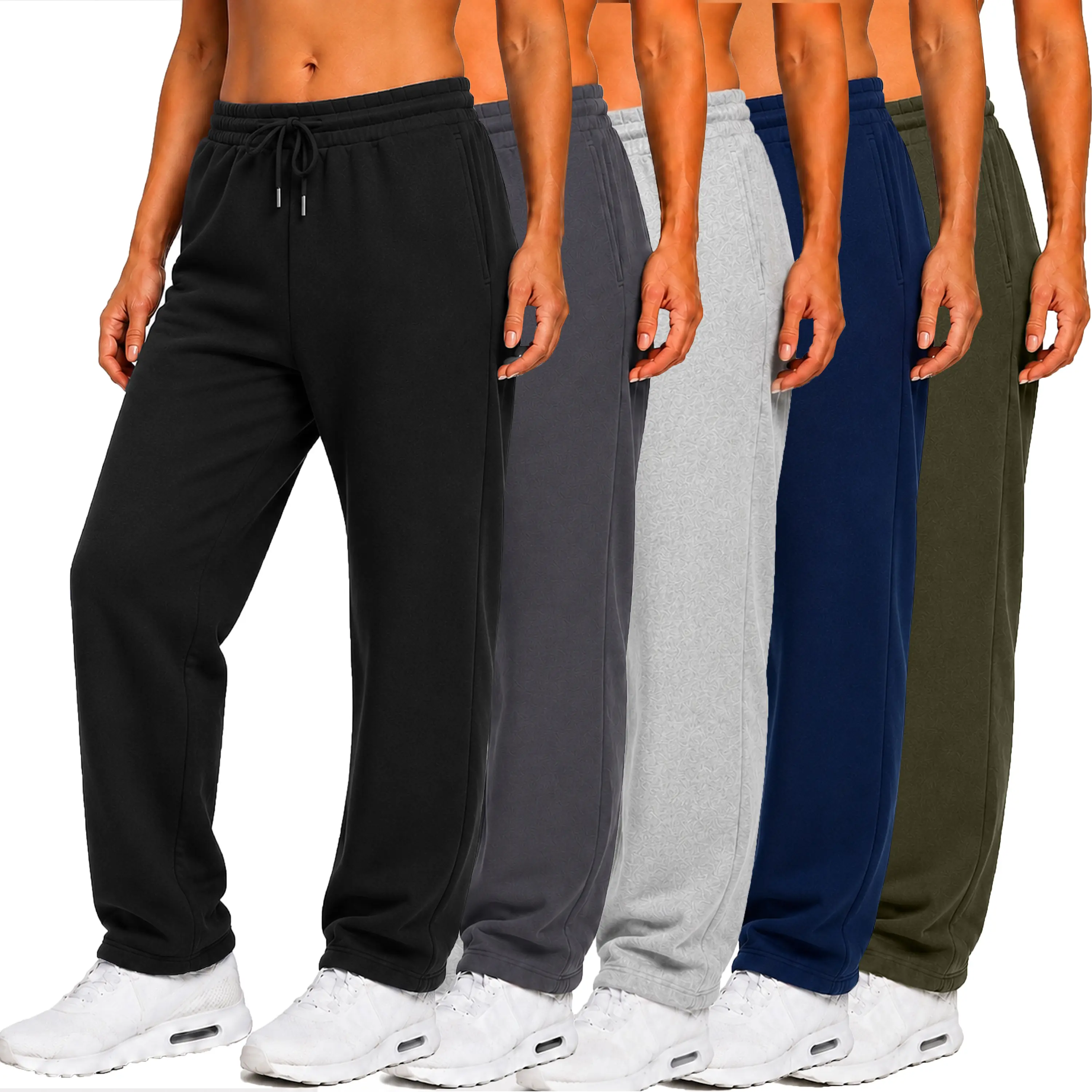 Women's 3-Pack Loose-Fit Classic Heavyweight Fleece Sweatpants with Open Bottom (S-3XL)