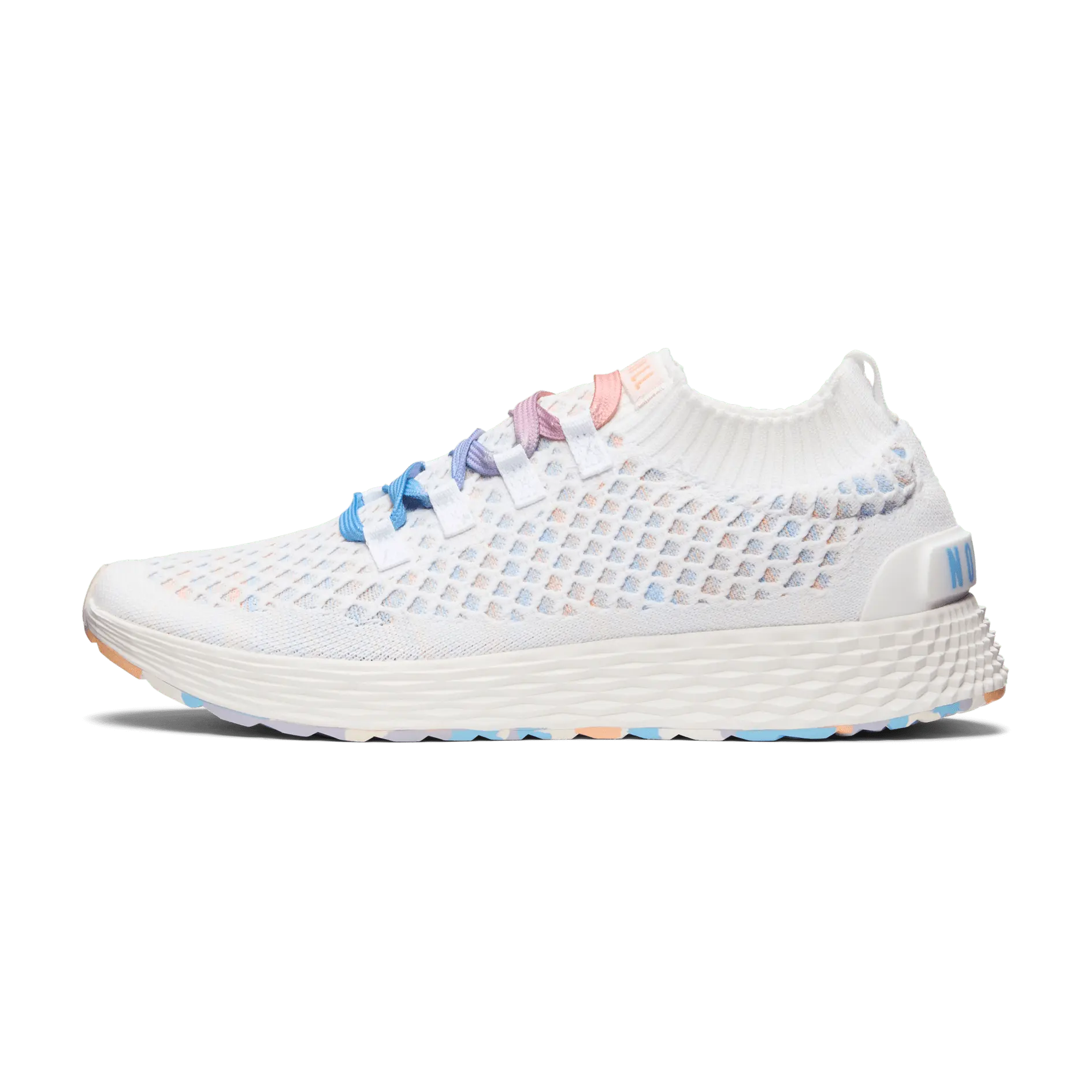 NOBULL Women's Allday Knit Shoe in White Peach - Everyday Walking Sneaker, Comfortable Slip-On Shoe, Casual Trainer
