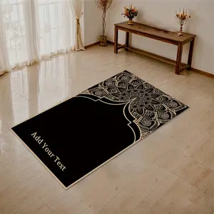 1 PCS Prayer Mat - 27.5" x 43" | High quality, black and gold floral design, personalized text option, machine washable, suitable for Ramadan and Islamic , gift Bath Boho Rug non-slip rubber backing absorbent durable anti-slip rhinestone floor car trunk