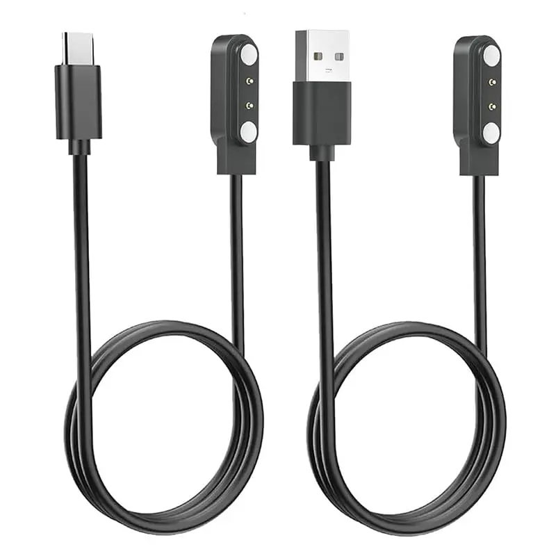 [2 Pack, USB-C+USB-A] GloryFit T80 T70 T60 T50 P99 P98  Watch Charger,    for PuqoT80, CASCHOT70/P98, MatastT60/P99, uaueT60/T50, TiklandT60/P98 Smartwatch (Black&Black)