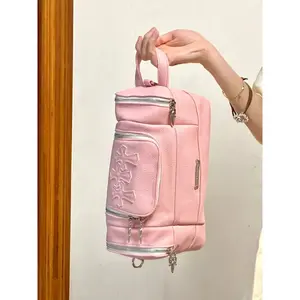 Women's Large Capacity Travel Bag, Portable Storage Organizer, Pillow Design, Boston Style Makeup Case Gift