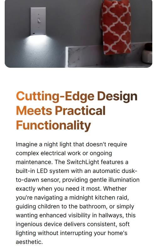 SwitchLight - Illuminated Light Switch Cover Plate, Integrated LED Nightlight by SnapPower