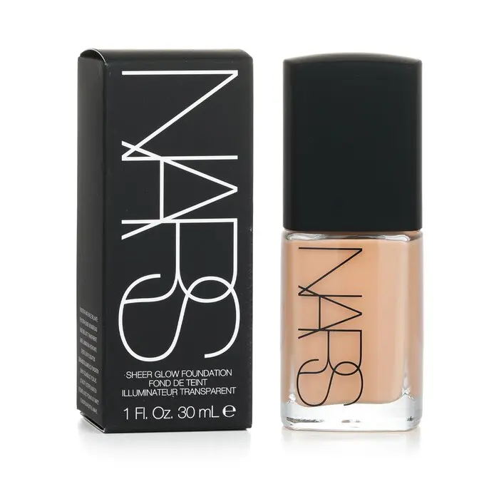 Nars Sheer Glow Makeup Foundation - Vallauris (Medium 1.5), Brightening, Buildable Coverage, Dewy Makeup Finish for Natural Look, Hydrating Flawless Coverage, Smoother, Illuminating Foundation