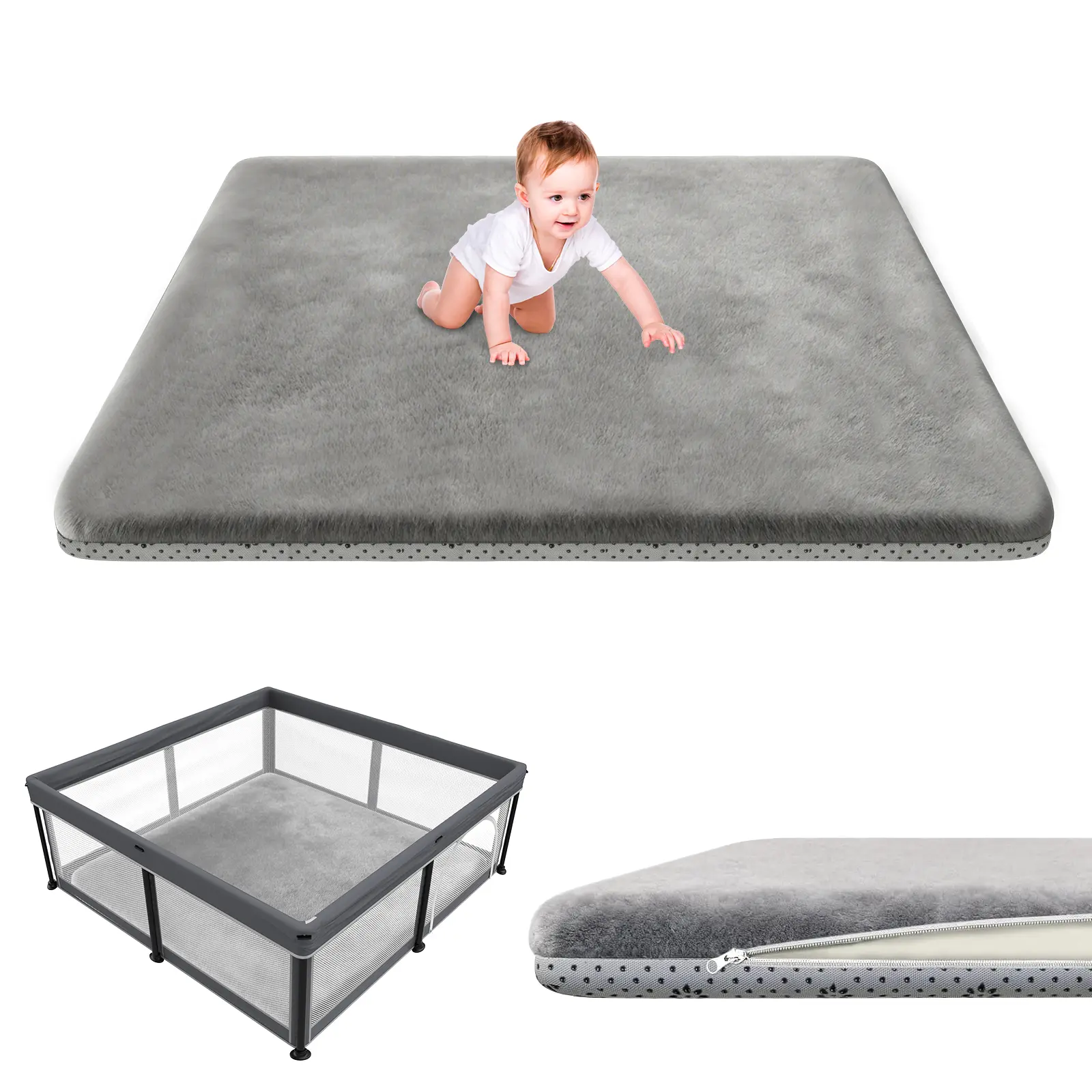 Baby Play Mat 50×50, Thick Floor Play Mat for Baby, Ultra Soft Foam Playpen Mat, Machine Washable Tummy Time Mat, Non-Slip Backing & Shock-Absorbing Cushion, Crawling Floor Pad for Infants, Toddlers & Kids #tiktokshopbacktoschool