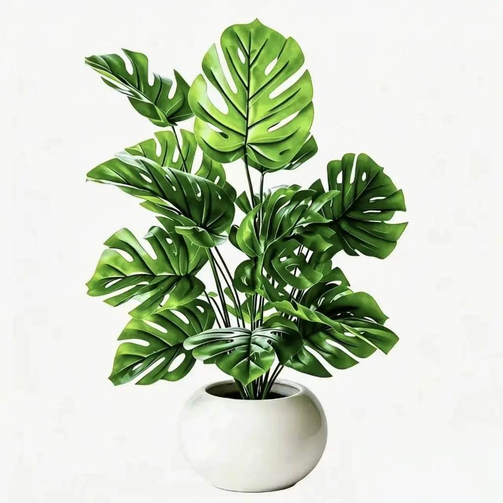 30-Inch PVC Artificial Monstera Plant with 18 Leaves, Bendable Adjustable Stems, Realistic Texture, No Pot Included, DIY-Friendly for Planter Matching, Maintenance-Free Decor for Living Room & Wedding