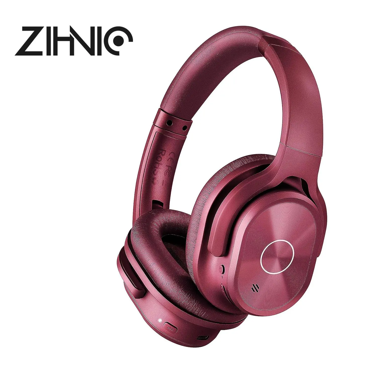 ZIHNIC PN9 Active Noise Cancelling Wireless Headphones with Built-in Microphone, Waterproof, Long Standby Powerful Battery, Bluetooth 5.4, Custom Earpads, Foldable, Adjustable Hands-Free Audio, Red Gaming Devices (Noise Isolating, ANC Wireless Headphones)
