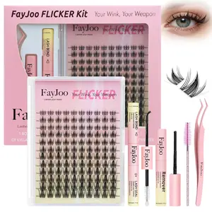 FayJoo Anime Eyelash Manga Flicker, Spiky Fairy Lightweight Lash Clusters with 0.05mm Thin Band, 10-16mm, C Curl, Friendly for Beginners - Daily Makeup Cosmetic Pack