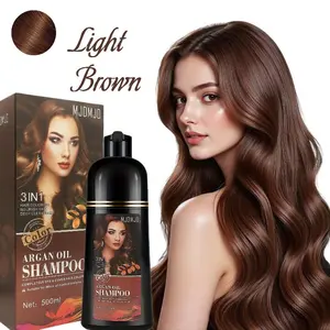 3 in 1 Hair Dye Shampoo, Argan Oil Nourishing Hair Color & Wash & Care, Full Gray Coverage Professional Shampoo Dye, No Mix Needed, 500ml