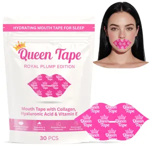 Queen Tape - Hydrating & Moisturizing Mouth Tape For Sleep - Royal Plump Edition - Lip Plumping - Mouth tape with Collagen Hyaluronic Acid & Vitamin E - Built in Lip Mask - Royal Lips - One Month Supply