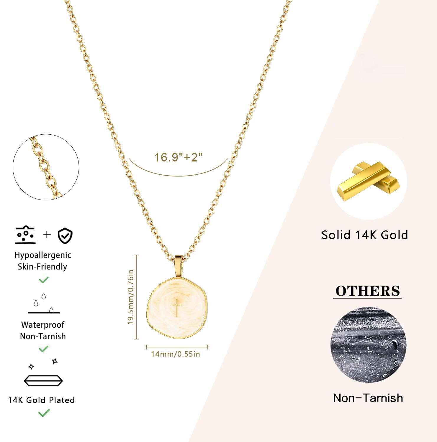 Tewiky 14K Gold Plated Cross Necklace for Women - Dainty Simple Gold Plated Cross Pendant  Elegant & Hypoallergenic Brass Party Jewelry For Easter Valentine's Day gifts