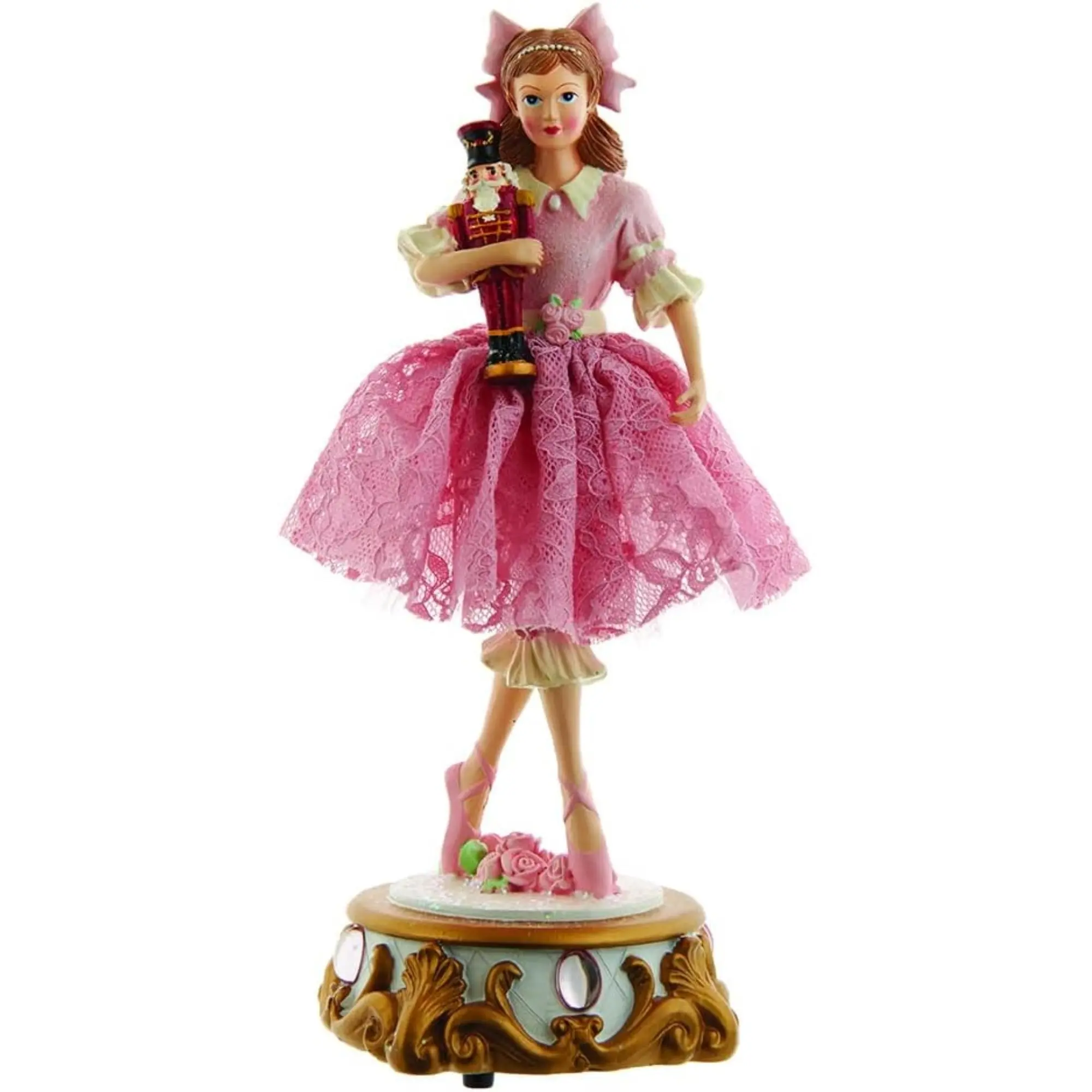 Kurt Adler Wind-Up Musical Tabletop Decor, Clara Ballet Nutcracker Suite, 11.25"