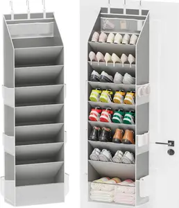 Shoe Organizer, Over the Door Shoe Organizer, Hanging Closet Shoe Storage with Large Deep Pockets, Fits 16–24 Pairs of Sneakers, Sandals, Boots, Gray