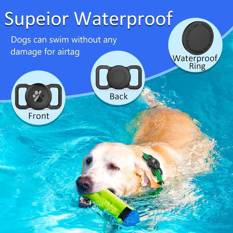 [Spring Deals] Tukio Waterproof Airtag Dog Collar Holder - Silicone Anti-Lost Protective Case for Apple Airtag/GPS Tracker(Find My for ios) Fits All Collar Widths Pet Gear