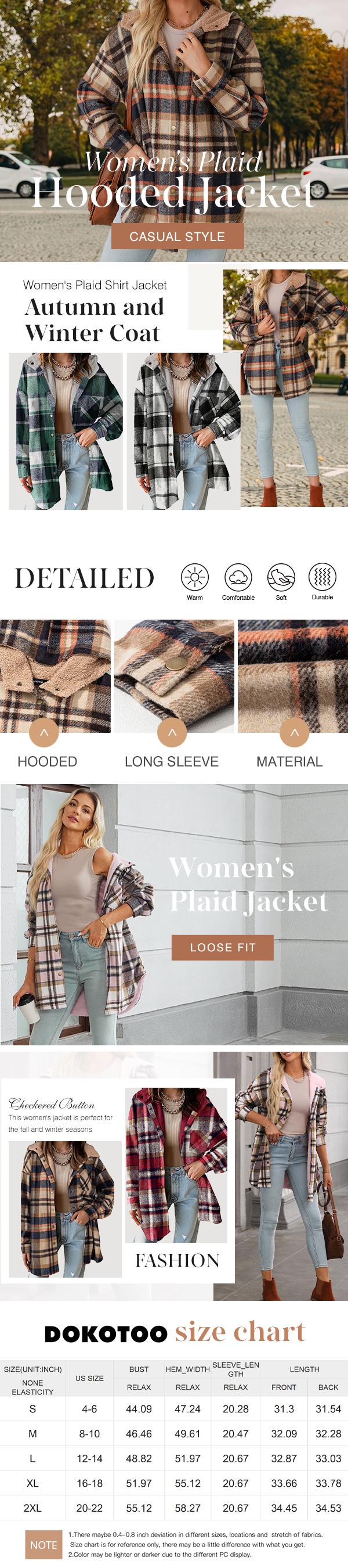 Women's Flannel Hooded Plaid 2026 Shacket Thick Coat Winter Coat for Warmth Button down Warm and Fuzzy Fleece Jacket