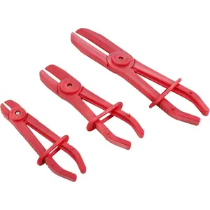 Hose Clamp Flexible Line Pliers Set Soft Pipe Tube Pinch Plier Tool 3PCS Red Kit for Brake Hoses Fuel Hose Water Lines Gas Line Coolant Hose Radiator Hose Effective Length 3/4" 1-1/2" 3-1/8"