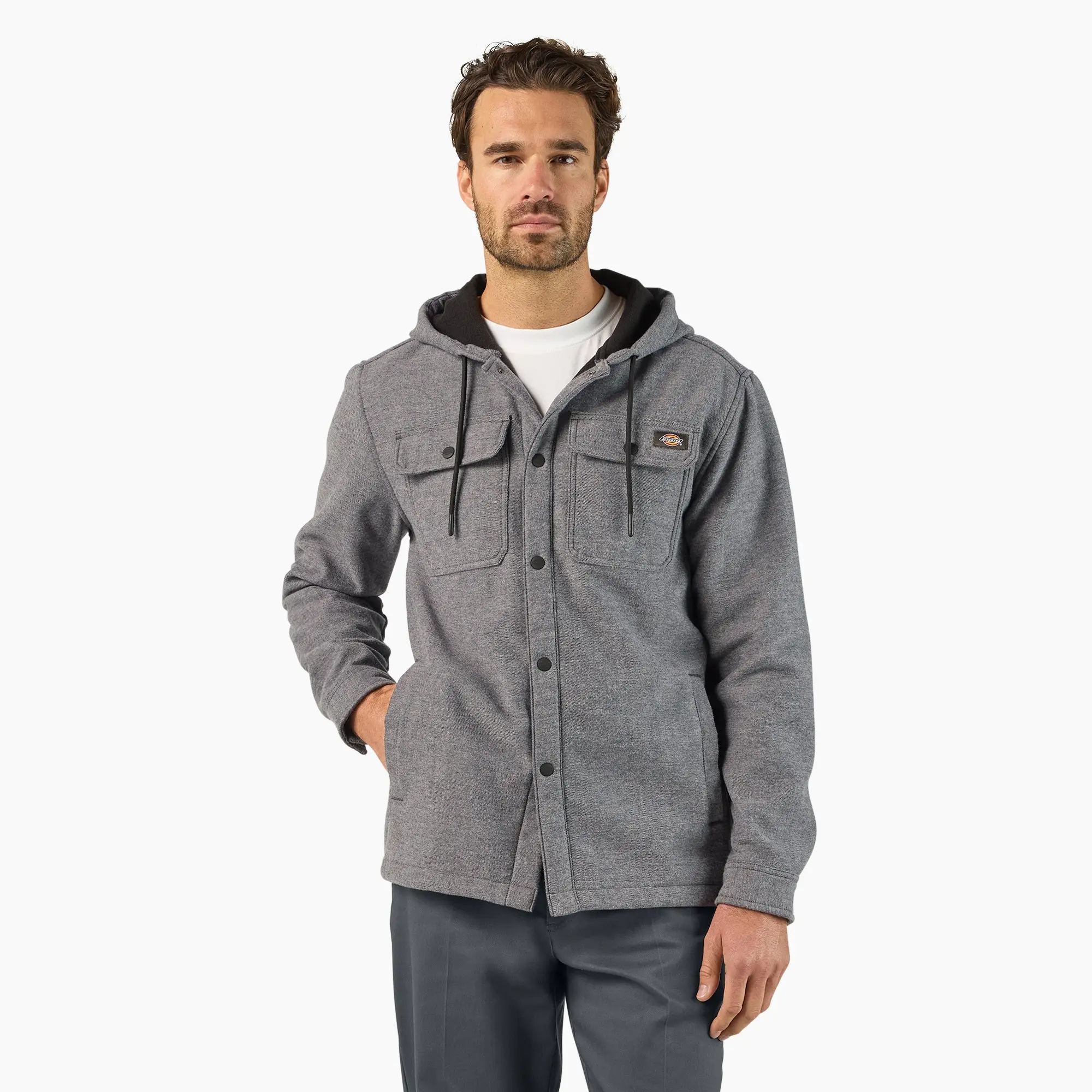 Dickies Relaxed Fit Shirt Jacket,100% Cotton,Warm Fleece Lining,Utility Pockets,Workwear Style