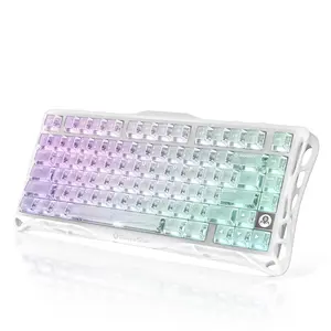 GravaStar Mercury K1 Lite Crystal Aurora 75% Mechanical Gaming Keyboard, 2.4GHz/BT/Wired Tri-Mode Wireless Keyboard, Gasket Hot Swappable Mechanical Keyboard, Pre-lubed Linear Switches, RGB Backlit