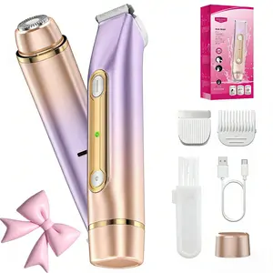 Women's 2 in 1 Electric Bikini Trimmer Rechargeable Waterproof Wet Dry Body & Facial Hair Removal
