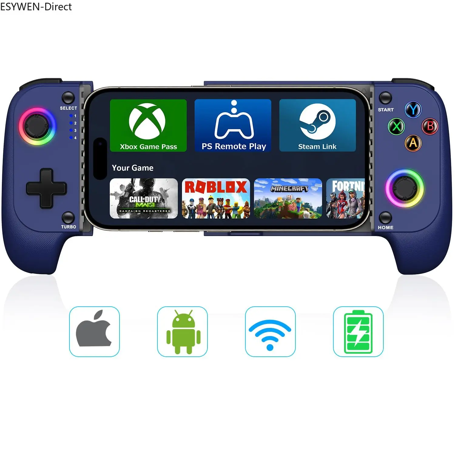 Gamtoure Portable Digital Bluetooth Wireless Video Gamepad, Hall Effect Joysticks, Light Ergonomic Gaming Accessory with Batteries for iPhone/Android, Cloud Gaming/PUBG, Teen Boy Gift