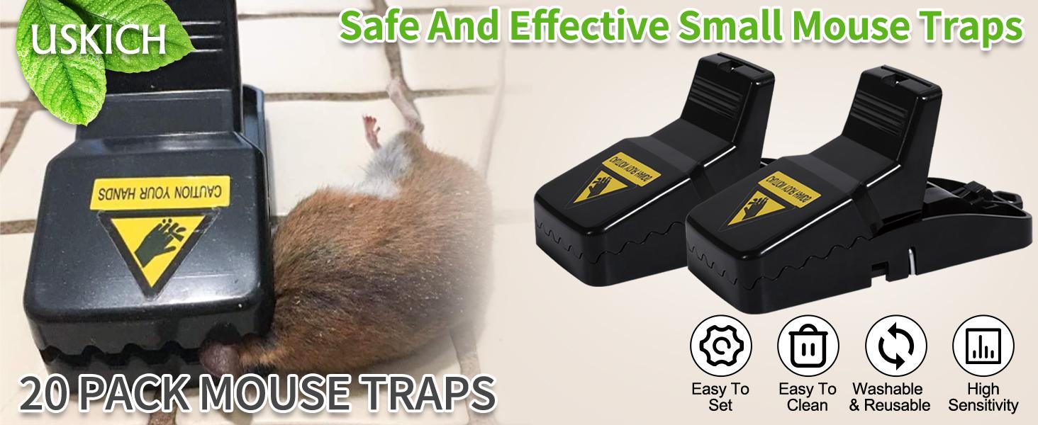 USKICH 20 Pack Mouse Traps Indoor Reusable ABS Plastic High Sensitivity Quick Kill Safe Non-Toxic Rodent Killer Easy Set for Home & Outdoor Use USKICH 20 Pack Mouse Traps Indoor Reusable ABS Plastic High Sensitivity Quick Kill Safe Non-Toxic Rodent Killer Easy Set for Home & Outdoor Use