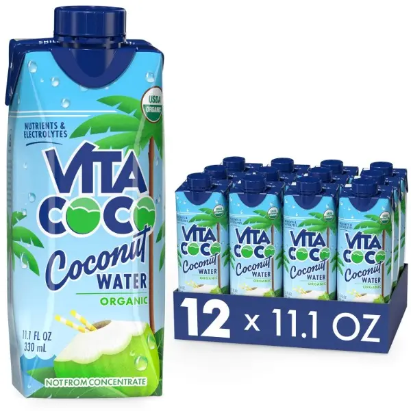 Pure Organic Tropical Coconut Water Drinks - 11.1 Oz (Pack of 12), Healthy Hydration Water, Sugar Free, Reduced Calories, Natural Electrolytes, Vital Nutrients, Refreshing, Lunchbox Drinks - US Beverage