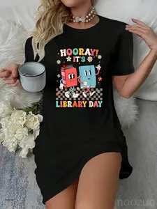 Reading Book Lover School Librarian Hooray It's Library Day Casual Dress