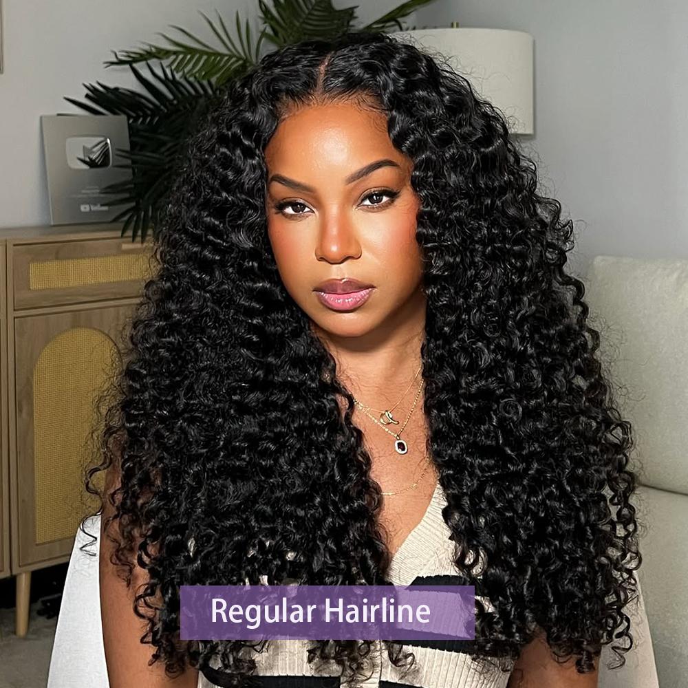 Glueless Curly Lace Front Human Hair Wig With Super Natural Hairline 360 13x6 Drawstring Wig Regular or 4C Curly Edges Hairline Option 220% Density Pre Bleached Knots #TikTokdealsforyoudays, Beauty Products, Curly Hair