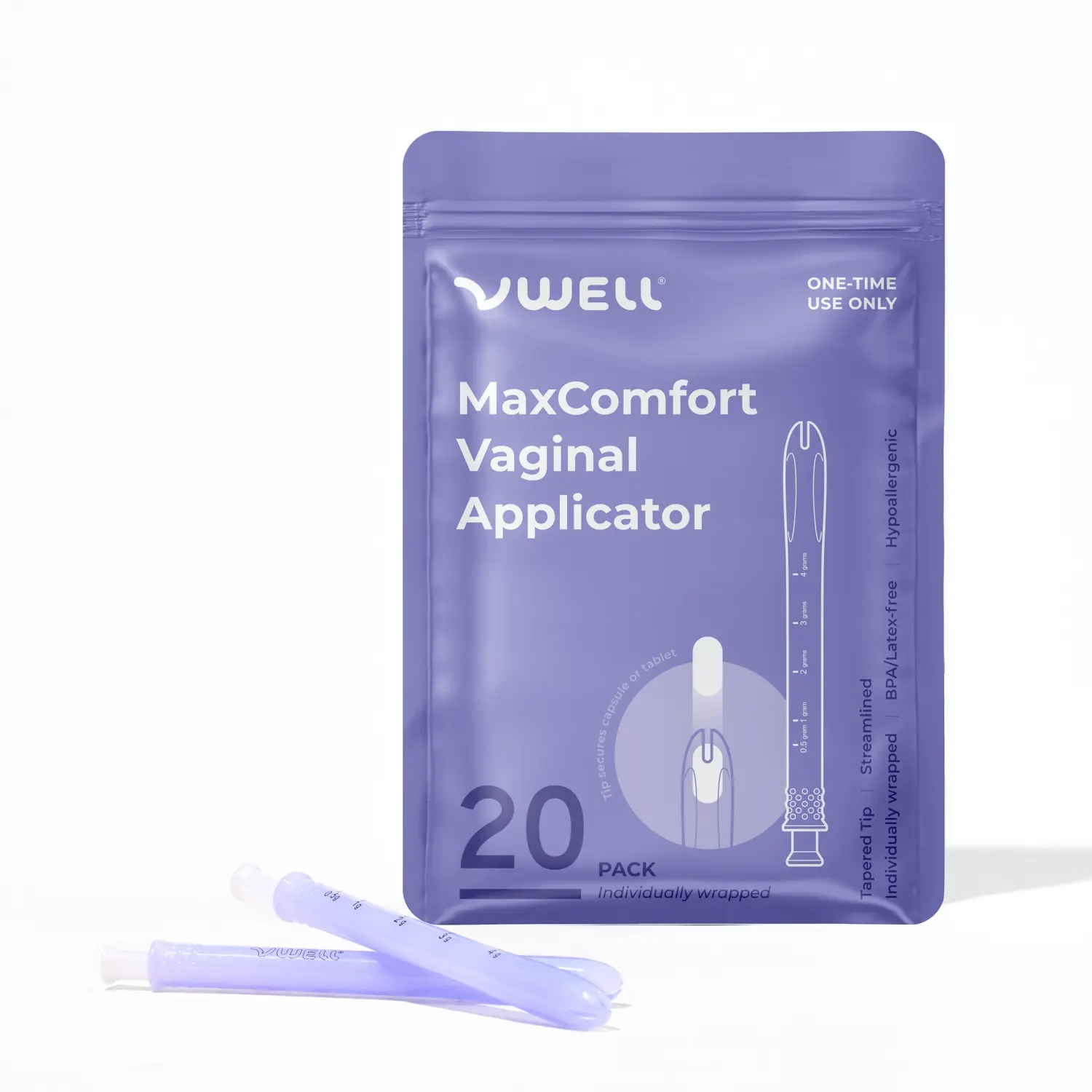 VWELL MaxComfort Tapered Vaginal Rectal Suppository Applicator Fits Most Prescription Capsule, Tablet, Pill, Gel, Cream