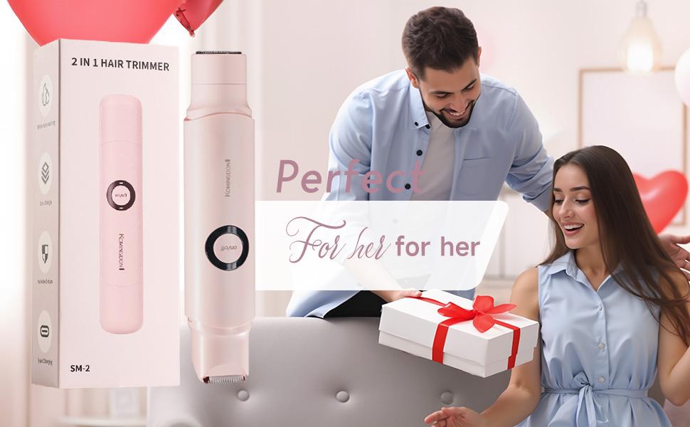 Bikini Trimmer for Women, Electric Shaver and Razor Rechargeable, 2 in 1 Double Head Dual Purpose, IPX7 Waterproof, for Painless Trimming of Pubic Hair, Face, Underarms and Legs, Gift, Handy Bikini Trimmer for Women, Electric Shaver and Razor Rechargeable, 2 in 1 Double Head Dual Purpose, IPX7 Waterproof, for Painless Trimming of Pubic Hair, Face, Underarms and Legs, Gift, Handy