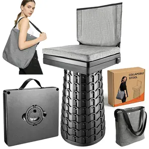 Upgraded Portable Retractable Stool with Backrest & Cushion – Heavy Duty Telescopic Folding Chair for Camping, Fishing, & Hiking – Lightweight & Compact for Adults