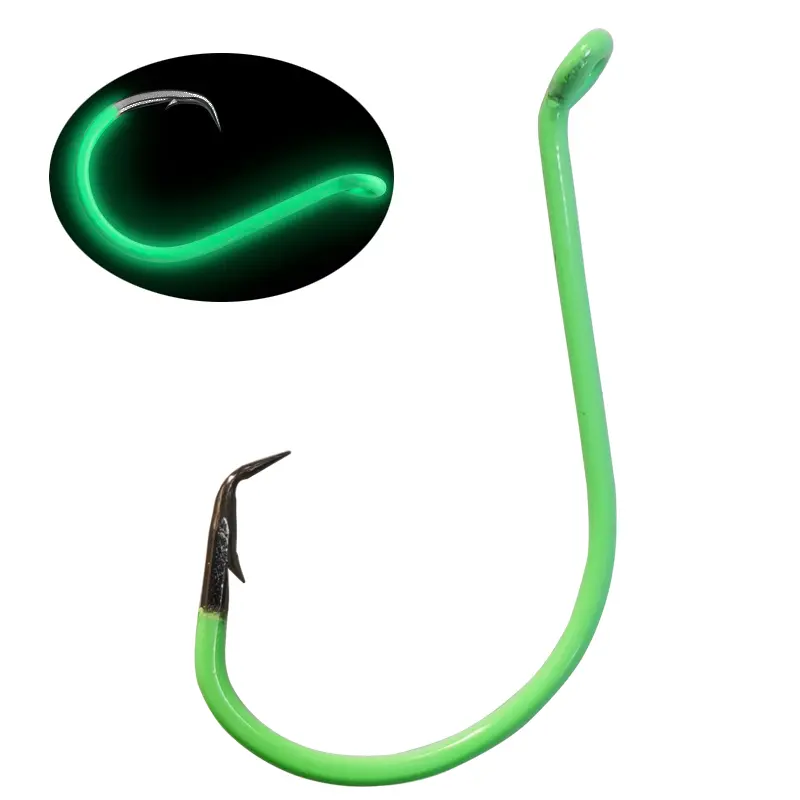 20Pcs Glow in the Dark Circle Hooks, Offset Saltwater Fishing Equipment for Catfish, Bass, and Trout, Sizes 1/0 to 10/0