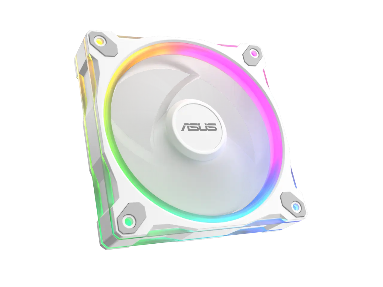 ASUS Prime MR120 ARGB fan white single pack, 28mm extra-thick frame, quiet, high-performance cooling with PWM control, 20 ARGB LEDs with dual-sided frame lighting, Aura Sync compatibility