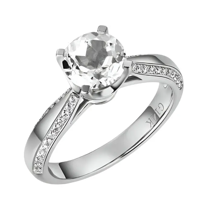 0.2ct Natural Diamond Option 14k White Gold 1.2ct Topaz Ring