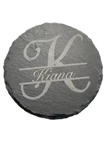 Personalized Slate Monogram Coaster Set (Set of 4) with Holder