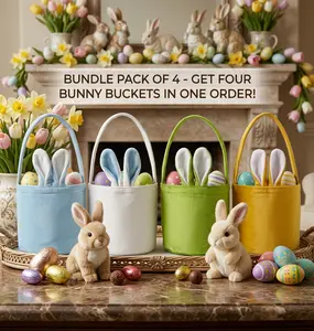 Graduation Gift Small Plush Easter Basket 4Pcs Rabbit Handbag with Fluffy Ears Durable Baskets for Gifts Empty Small Rope Basket for Storage Baby Toy Baskets with Handles
