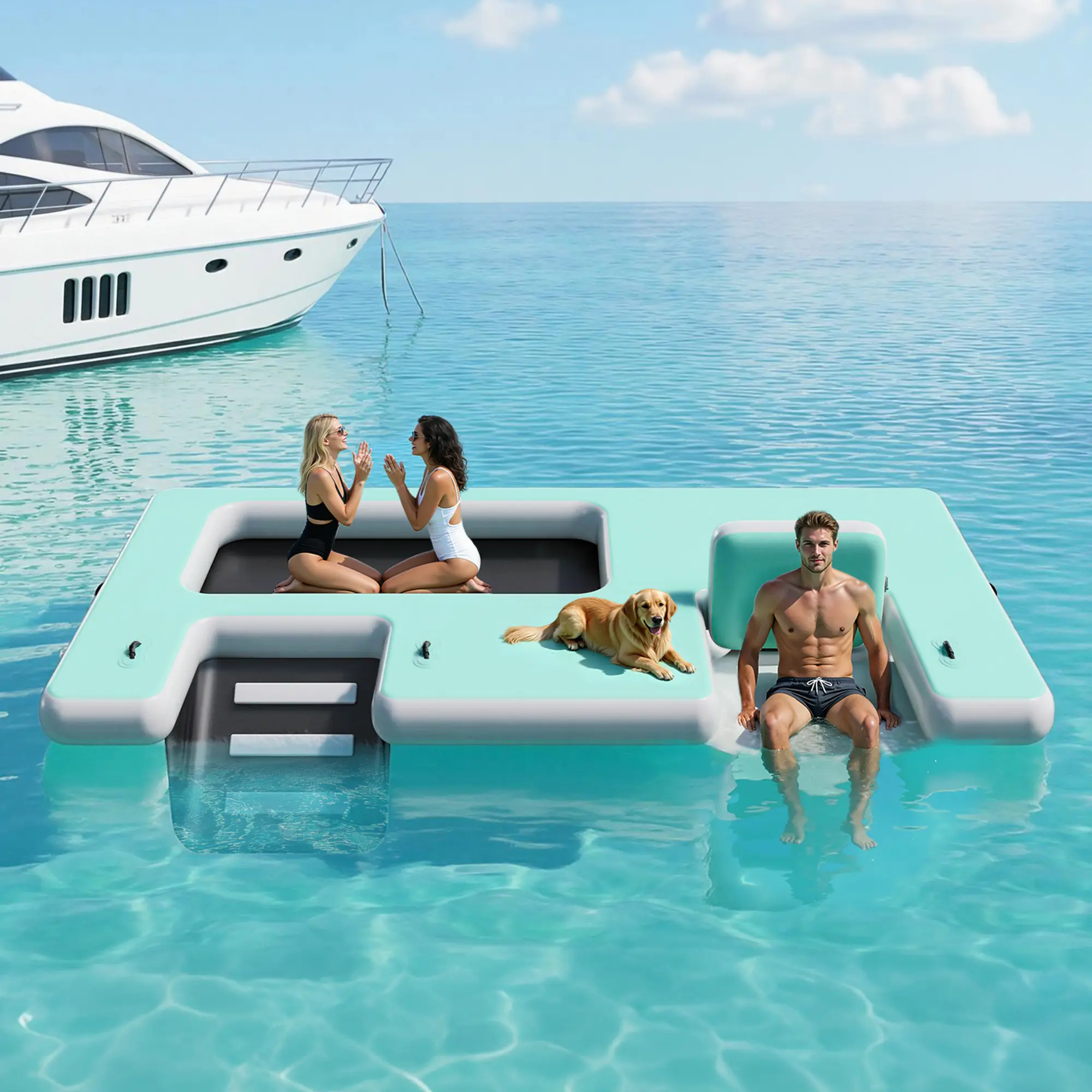 [Summerwins] [SummerFinds] AMERLIFE Inflatable Floating Dock, Non-Slip 6/7/8/10/12 FT Air Dock Platform loating Island Raft with Rope Ladder for Pool Lake Beach Ocean