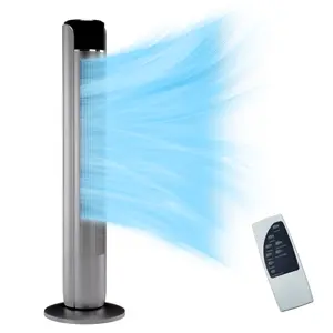 35-Inch Titanium Metallic Bladeless Standing Fan, Adjustable Speed Automatic Oscillating Multifunction Fan with 5 Speeds, 4 Modes, 12H Timer, Child Lock, 60° Oscillation, LED Display, Portable for Bedroom, Home, Office