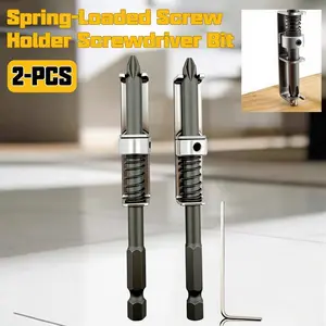 2pcs Spring loaded Screw Holder Bit,Screw GripperTool Universal Anti-drop Screwdriver BitSingle-Hand Operation Screws RetainingHolders Clamp Fixing Set for ElectriciansMechanics, Dly Home Screwdriver Bit Clip